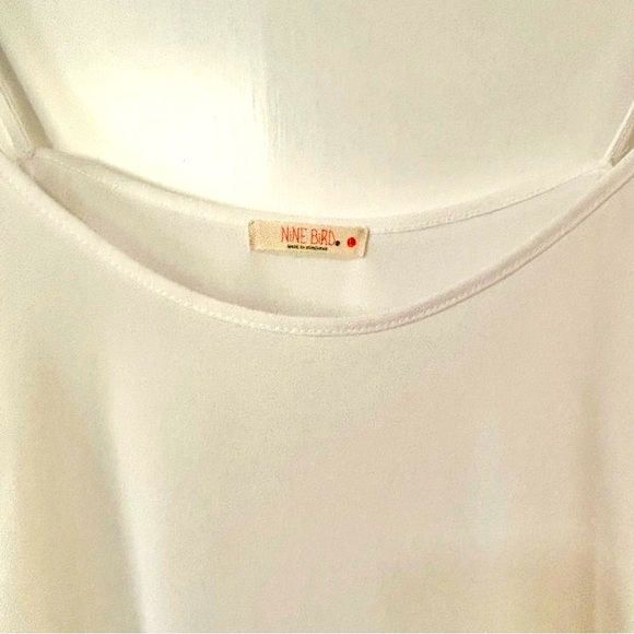 Nine Bird| Boutique Flowy Loose White Camisole w/Spaghetti Straps Size L - Picture 4 of 6